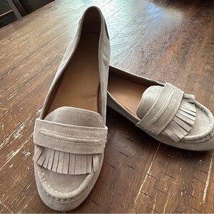 Kenneth Cole Reaction Taupe Suede Bare-ing Loafers Size 8.5